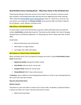 Hard Bristled Crevice Cleaning Brush