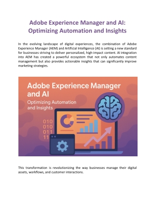 Adobe Experience Manager and AI: Optimizing Automation and Insights