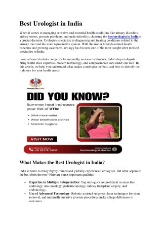 Best Urologist in India