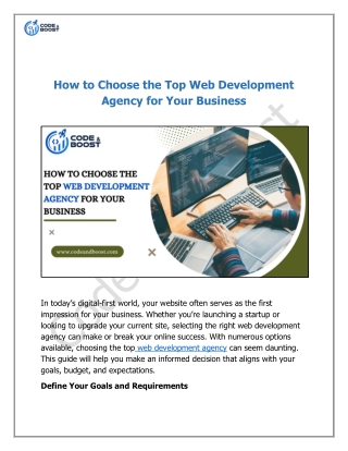 How to Choose the Top Web Development Agency for Your Business