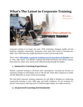 What’s The Latest in Corporate Training