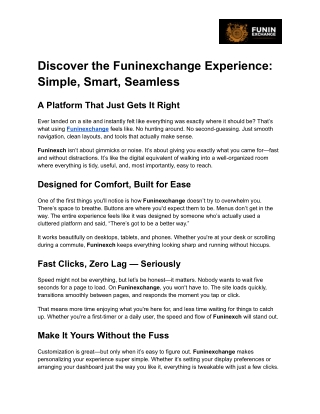Explore Seamless Digital Flow with Funinexchange
