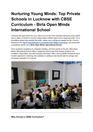 Nurturing Young Minds_ Top Private Schools in Lucknow with CBSE Curriculum - Birla Open Minds International School