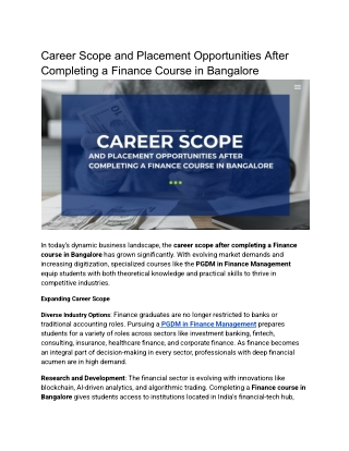 Career Scope and Placement Opportunities After Completing a Finance Course