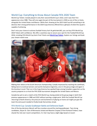 World Cup Everything to Know About Canada FIFA 2026 Team