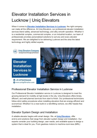 Elevator Installation Services in Lucknow _ Uniq Elevators (1)