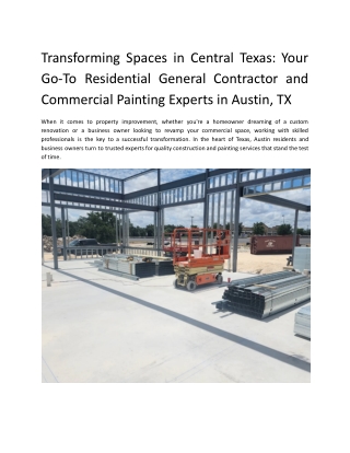 Transforming Spaces in Central Texas: Your Go-To Residential General Contractor