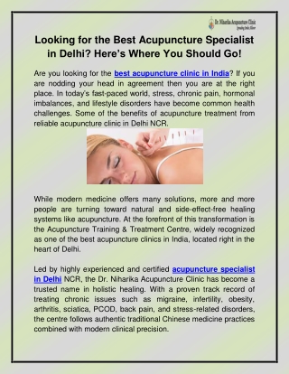 Best Acupuncture Clinic in India
