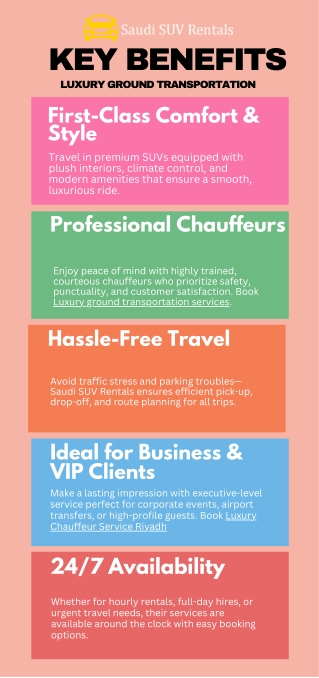 5 Points on Benefits of Luxury ground transportation services by Saudi Suv Rentals