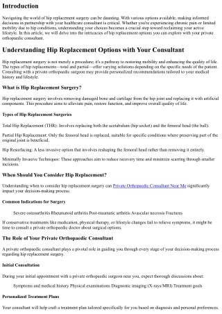 Understanding Hip Replacement Options with Your Consultant