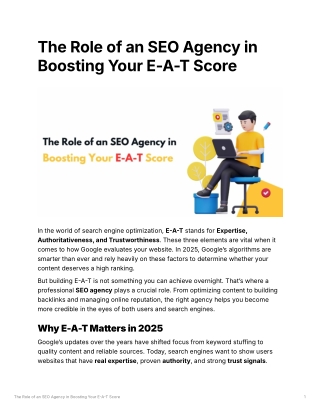 The Role of an SEO Agency in Boosting Your E-A-T Score