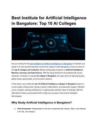 Best Institute for Artificial Intelligence in Bangalore_ Top 10 AI Colleges