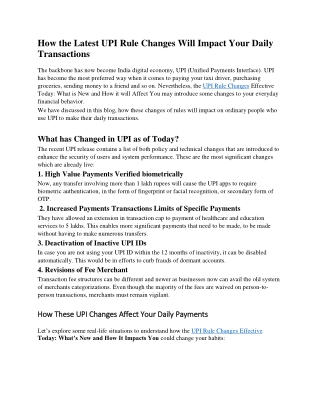 How the Latest UPI Rule Changes Will Impact Your Daily Transactions