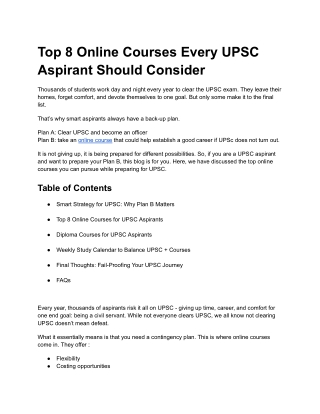 Top 8 Online Courses Every UPSC Aspirant Should Consider