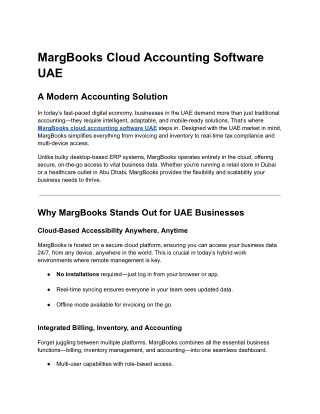 MargBooks Cloud Accounting Software UAE
