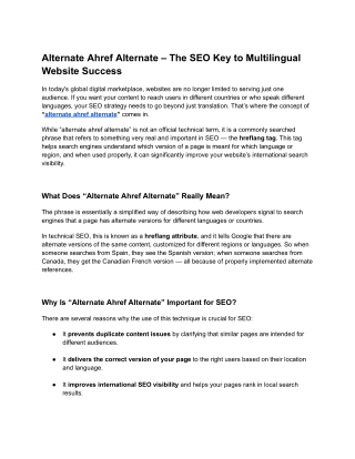 Alternate Ahref Alternate – The SEO Key to Multilingual Website Success