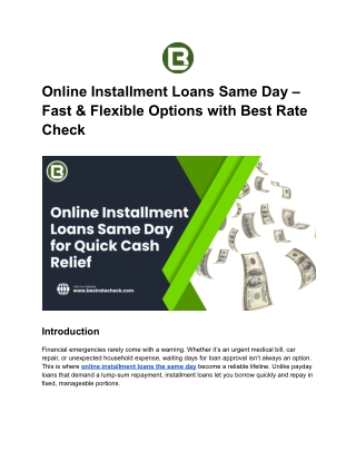 Best Online Installment Loans Same Day for All Credit Types