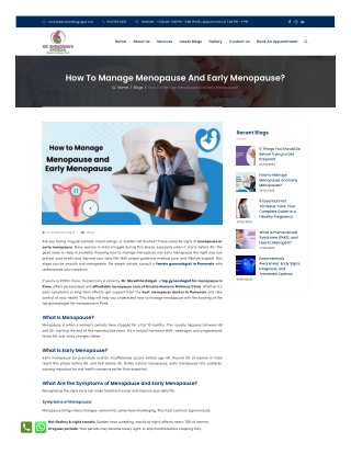How to Manage Menopause and Early Menopause
