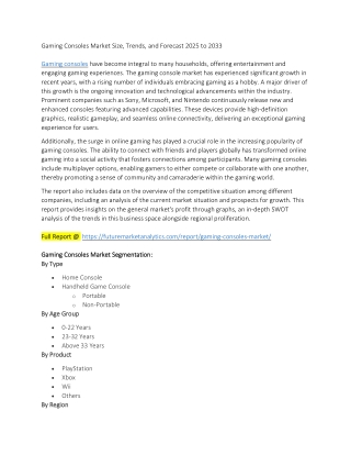 Gaming Consoles Market Competitive Landscape & Forecast