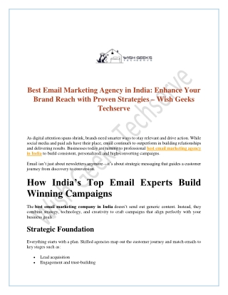 Best Email Marketing Agency in India-Enhance Your Brand Reach with Proven Strategies – Wish Geeks Techserve