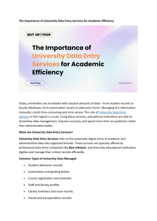 The Importance of University Data Entry Services for Academic Efficiency