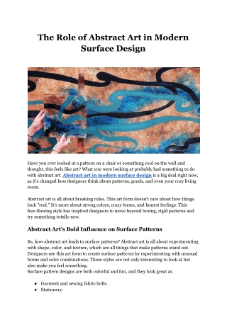 The Role of Abstract Art in Modern Surface Design