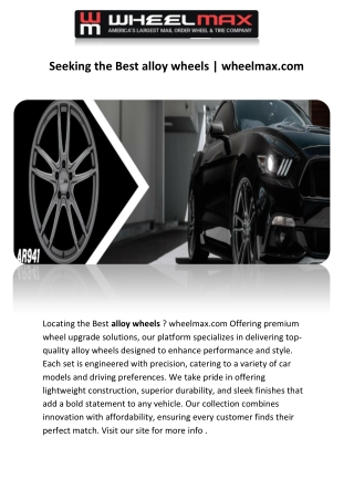 Seeking the Best alloy wheels​ | wheelmax.com