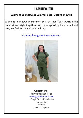 Womens Loungewear Summer Sets  Just your outfit
