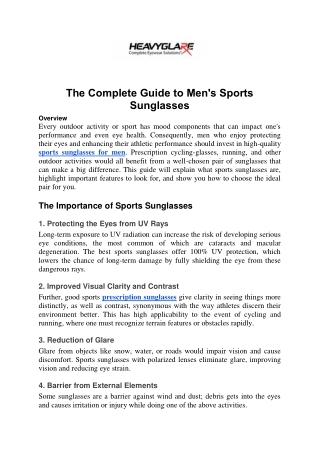 The Complete Guide to Men's Sports Sunglasses