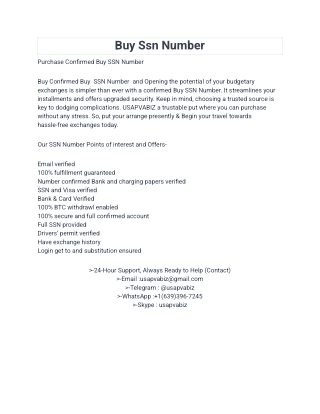 Buy SSN Number (PVA USA) usapvabiz.com