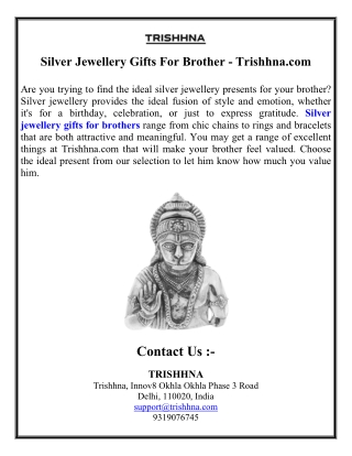 Silver Jewellery Gifts For Brother - Trishhna.com