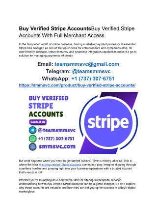 Ultimate Guide to Buying Verified Stripe Accounts Safely