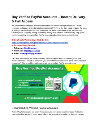 Buy Verified PayPal Accounts – Instant Delivery & Full Access