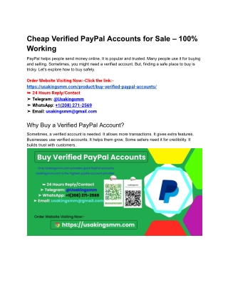 Cheap Verified PayPal Accounts for Sale – 100% Working