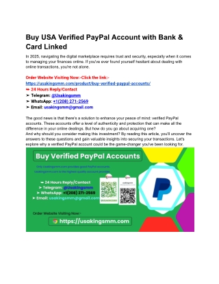 Buy USA Verified PayPal Account with Bank & Card Linked