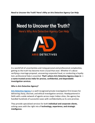 Need to Uncover the Truth Here’s Why an Aris Detective Agency Can Help