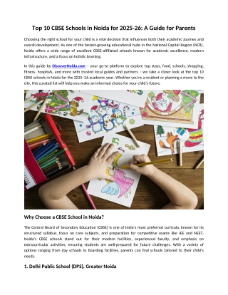 Top 10 CBSE Schools in Noida