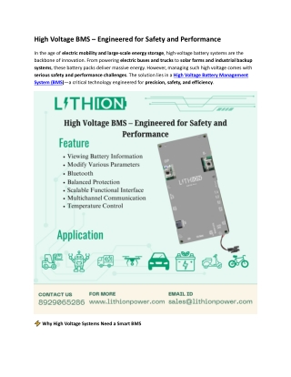 High Voltage BMS Engineered for Safety and Performance