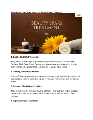 Why Amara Luxury Spa Noida For Best Full Body Massage