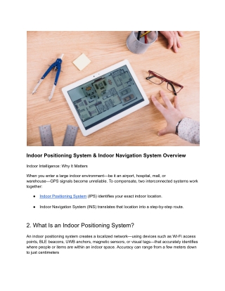 Indoor Positioning System & Indoor Navigation System Overview