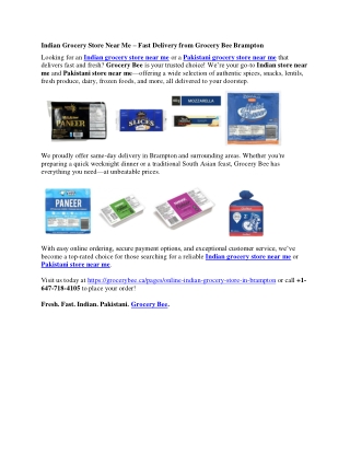 Indian Grocery Store Near Me – Fast Delivery from Grocery Bee Brampton