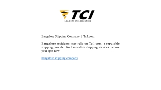 Bangalore Shipping Company | Tcil.com