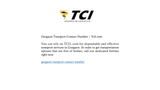 Gurgaon Transport Contact Number | Tcil.com