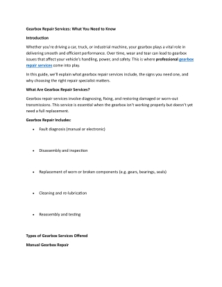 Gearbox Repair Services