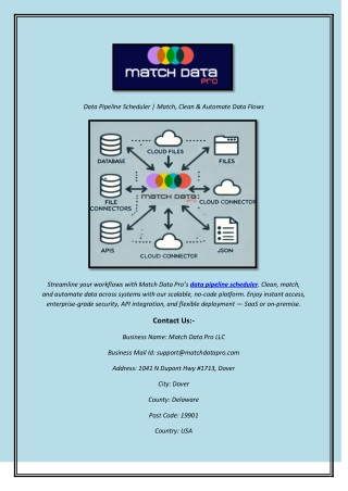 Data Pipeline Scheduler  Match, Clean & Automate Data Flows