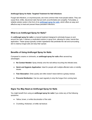 Antifungal Spray for Nails_ Targeted Treatment for Nail Infections