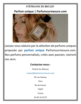 Parfum unique  Parfumsurmesure