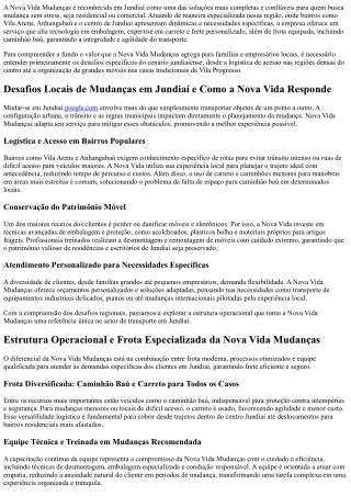 Nova Vida Mudanças: sua mudança em Jundiaí sem estresse e no prazo