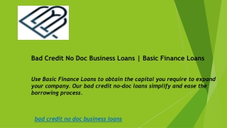 Bad Credit No Doc Business Loans  Basic Finance Loans