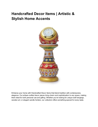 Handcrafted Decor Items | Unique, Artistic, & Eco-Friendly Home Accents